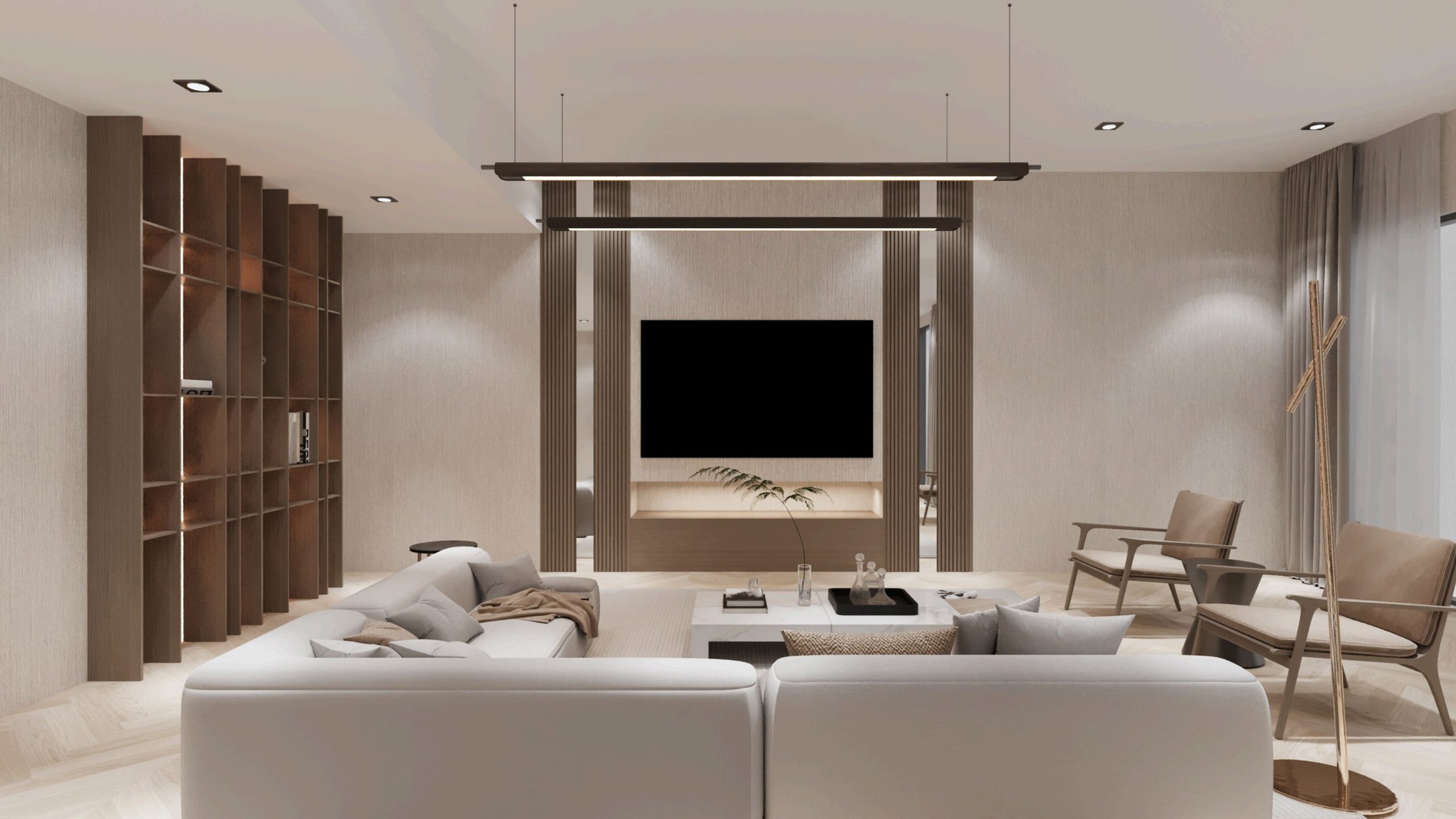 Living and dining interior design render