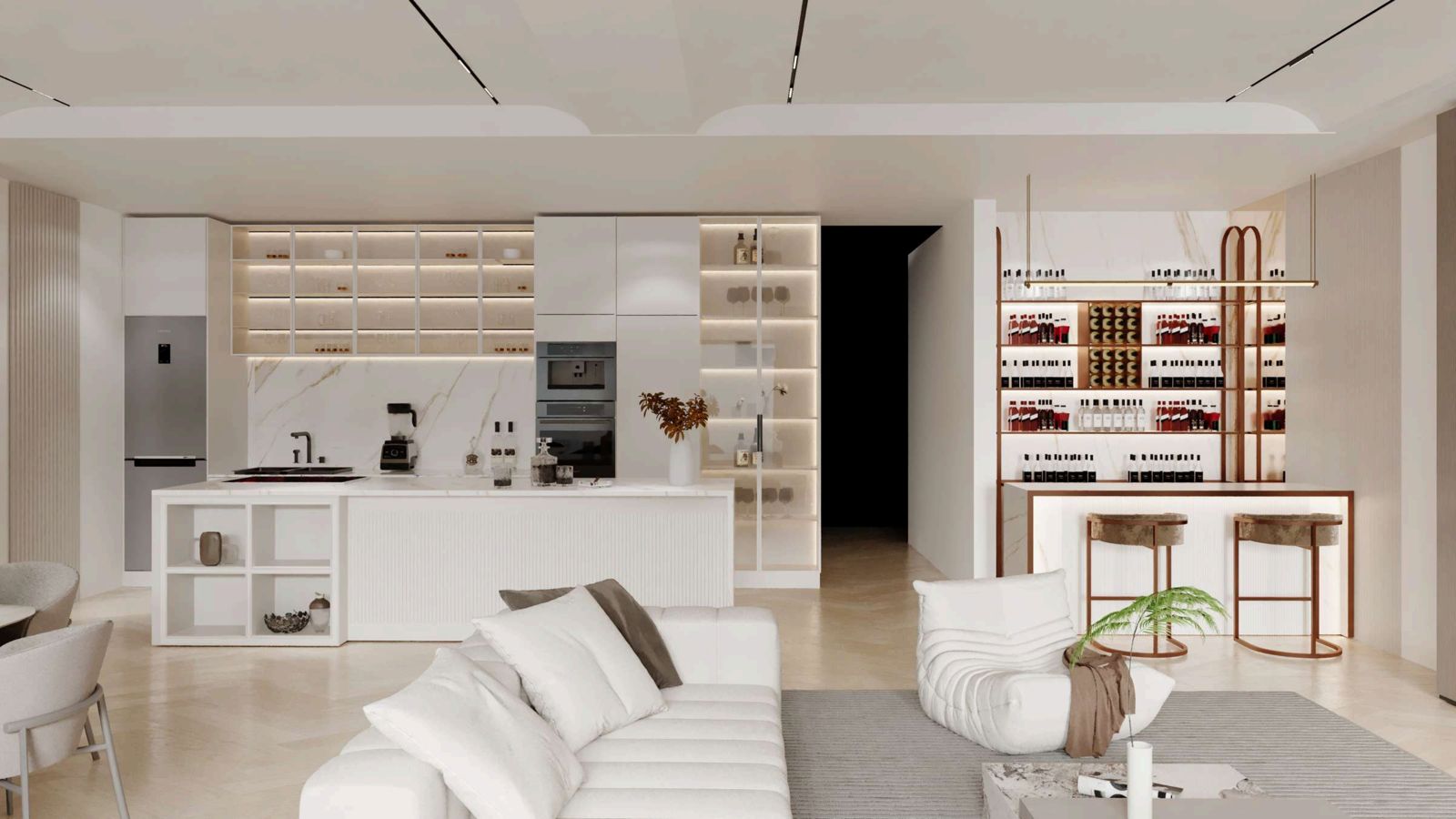 Kitchen and living area